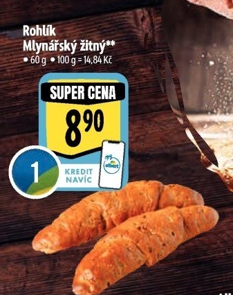 Rohlík Mlynářský žitný Albert