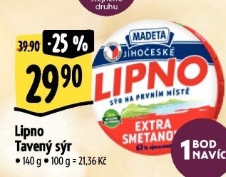 Tavený sýr Jihočeské Lipno Madeta