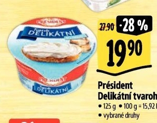 Tvarohové pomazánky Delikátní Président