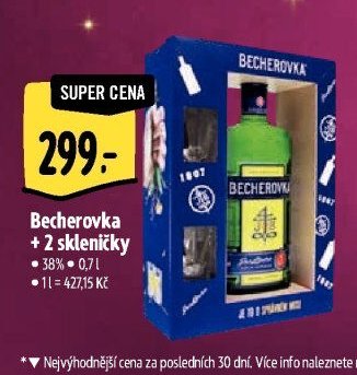 Becherovka + 2 skleničky