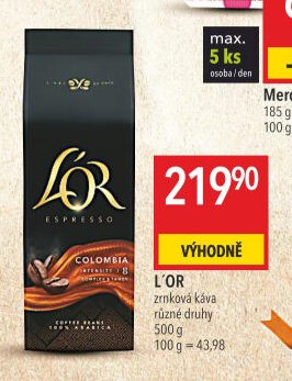 L'OR zrnková káva