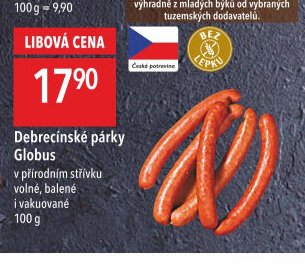 Debrecínské párky Globus