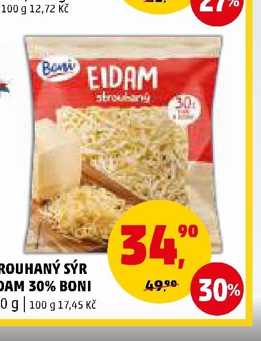 Strouhaný sýr Eidam 30% Boni