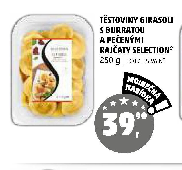 TĚSTOVINY GIRASOLI S BURRATOU A PEČENÝMI RAJČATY SELECTION