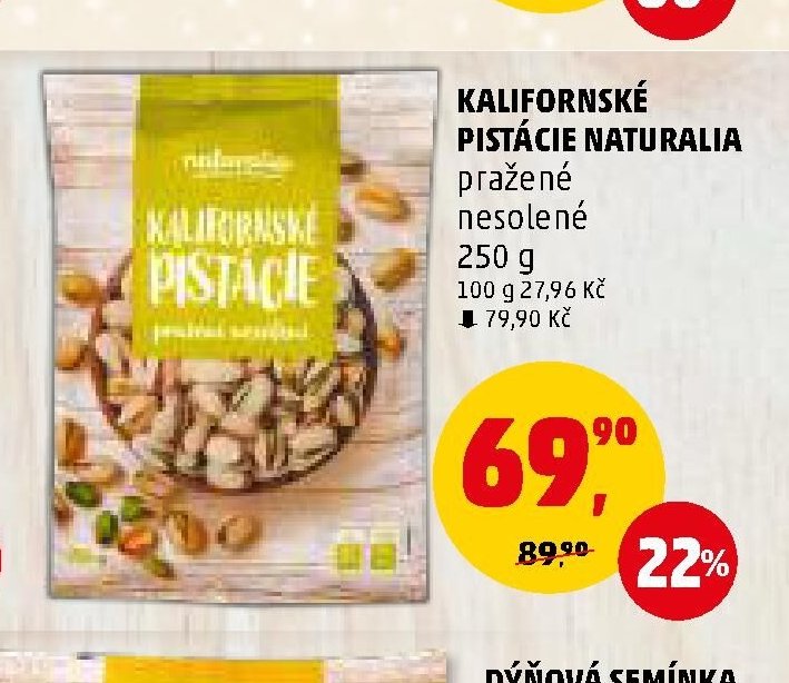 KALIFORNSKÉ PISTÁCIE NATURALIA pražené nesolené