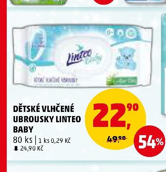 DĚTSKÉ VLHČENÉ UBROUSKY LINTEO BABY