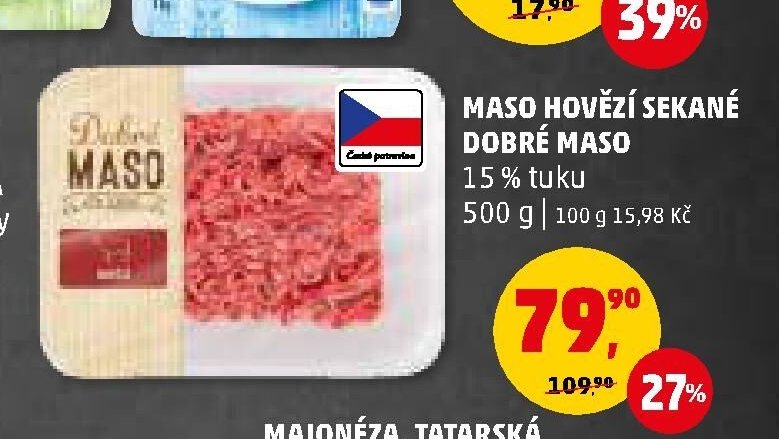 MASO HOVĚZÍ SEKANÉ DOBRÉ MASO, 500 g