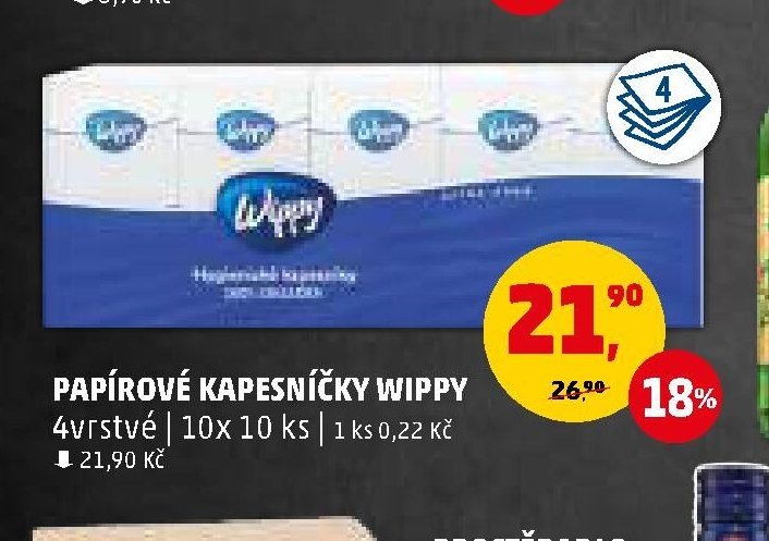 PAPIROVÉ KAPESNÍČKY WIPPY, 10x 10 ks