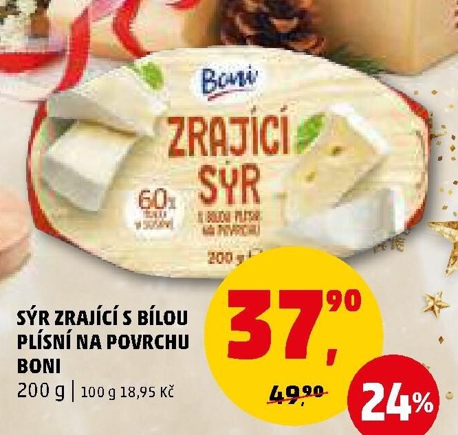 Sýr zrající s bílou plísní na povrchu Boni
