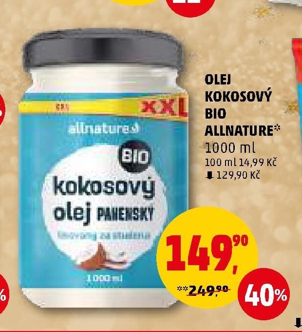 Olej kokosový BIO Allnature