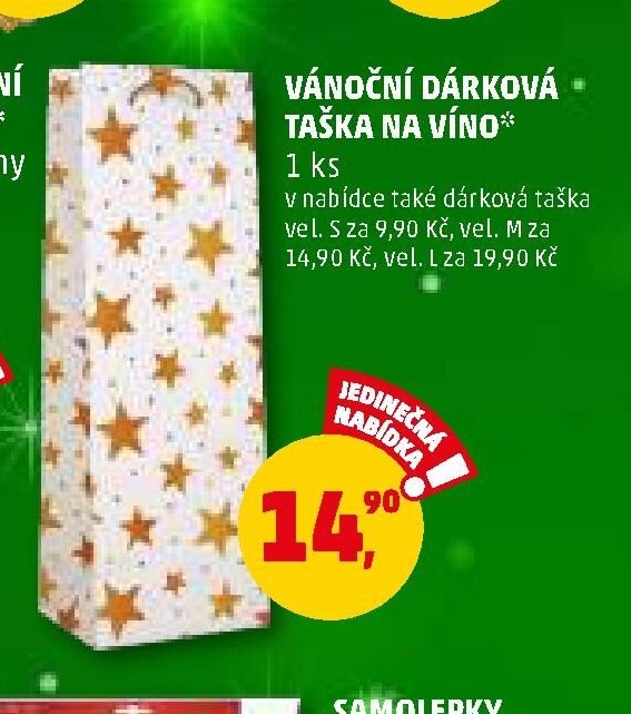 VÁNOČNÍ DÁRKOVÁ TAŠKA NA VÍNO