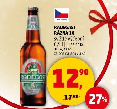 Pivo světlé výčepní Rázná 10° Radegast