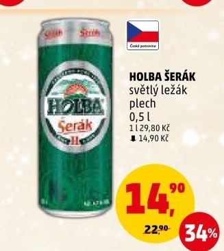 Pivo světlý ležák 11° Šerák Holba