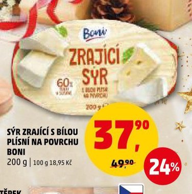 Sýr zrající s bílou plísní na povrchu Boni