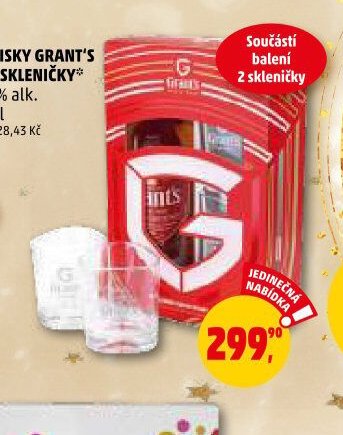 WHISKY GRANT'S + 2 SKLENIČKY