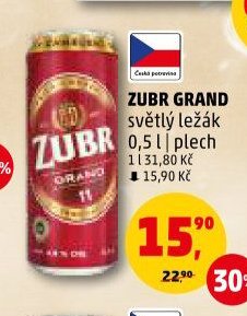 ZUBR GRAND světlý ležák