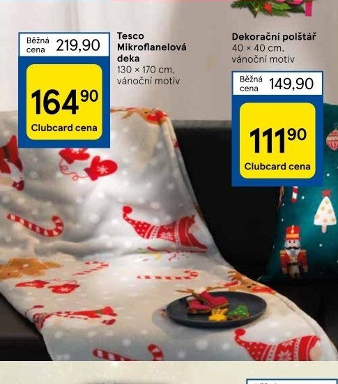 Tesco Mikroflanelová deka 130 × 170 cm, vánoční motiv