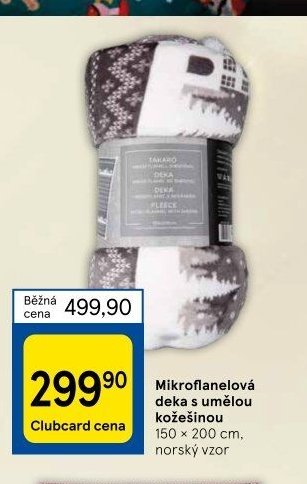 Mikroflanelová deka s umělou kožešinou 150 × 200 cm, norský vzor