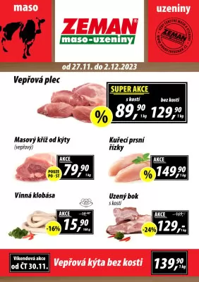 akční leták ZEMAN maso - uzeniny 27.11.2023-2.12.2023
