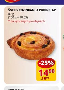Šnek s rozinkami a pudinkem
