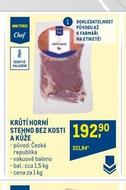 KRŮTÍ HORNÍ STEHNO BEZ KOSTI A KŮŽE