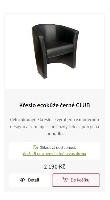 Křeslo ecokůže černé CLUB
