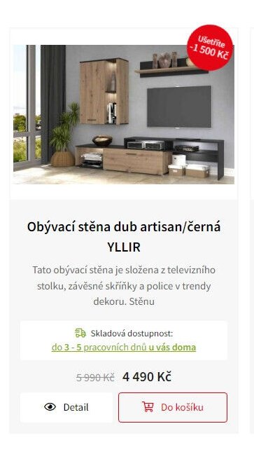 Obývací stěna dub artisan/černá YLLIR