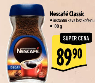 Instantní káva bez kofeinu Nescafé Classic