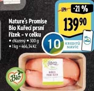 Kuřecí prsní řízky bio Nature'