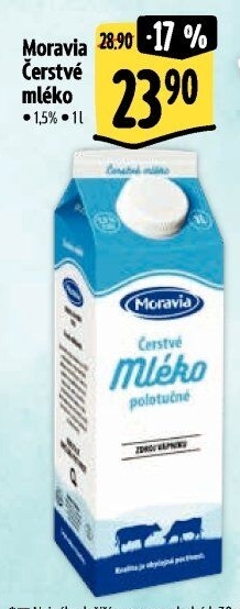 Mléko čerstvé Moravia - 1,5% polotučné