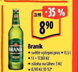 Pivo světlé výčepní 10° Braník