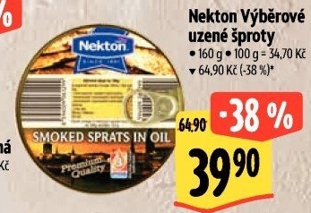 Šproty uzené v oleji výběrové Nekton