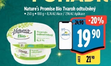 Tvaroh odtučněný bio Nature'