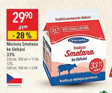 Moravia Smetana ke šlehání 33%