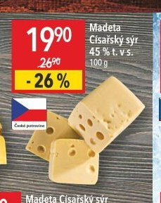 Madeta Císařský sýr 45% t. v s.