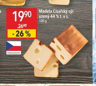 Madeta Císařský sýr uzený 44% t. v s.