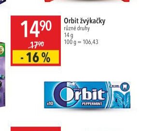Orbit žvýkačky různé druhy