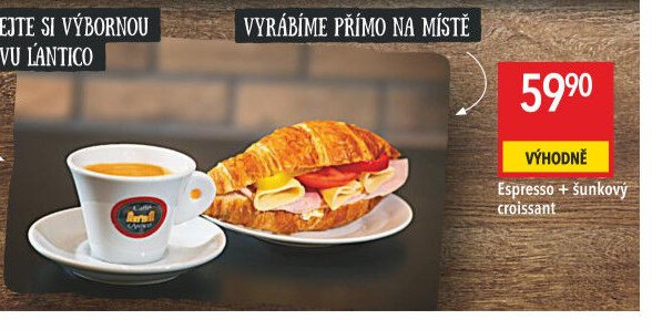 Espresso + šunkový croissant
