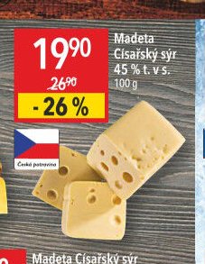 Madeta Císařský sýr 45 % t. v s.
