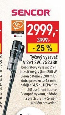 Tyčový vysavač 2 v 1 SVC 7523BK
