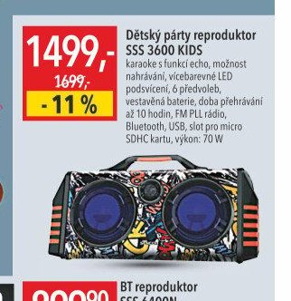 Dětský párty reproduktor SSS 3600 KIDS