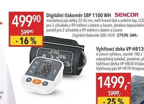 Digitální tlakoměr SENCOR SBP 1100 WH