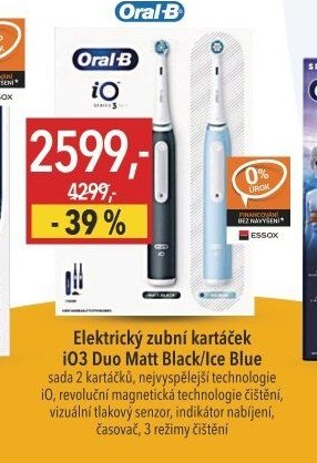 Elektrický zubní kartáček Oral-B iO3 Duo Matt Black/Ice Blue