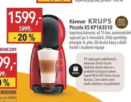 Kávovar KRUPS Piccolo XS KP1A3510
