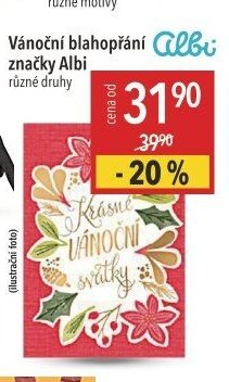 Vánoční blahopřání značky Albi