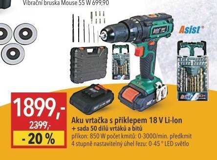 Aku vrtačka s příklepem 18 V Li-lon