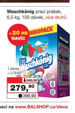 Waschkönig prací prášek, 6,5 kg