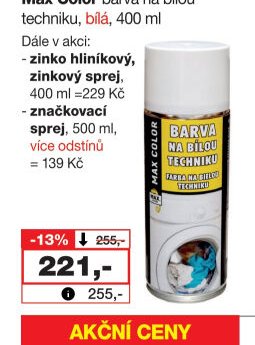 Max Color barva na bílou techniku