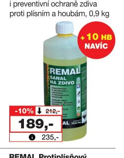 REMAL Sanal k sanaci i preventivní ochraně zdiva proti plísním a houbám, 0,9 kg