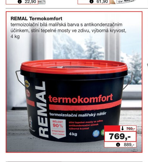 REMAL Termokomfort termoizolační bílá malířská barva, 4 kg